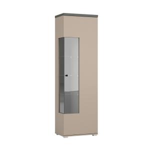 Vitrine 1 porte stratifiés taupe et anthracite