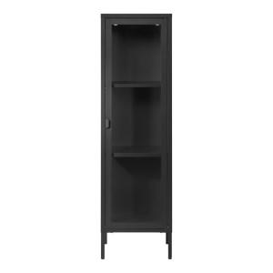 Vitrine 1 porte vitrée acier noir 40x140 cm