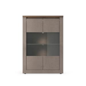 Vitrine 2 portes, 3 étagères en bois effet bronze et mercur…