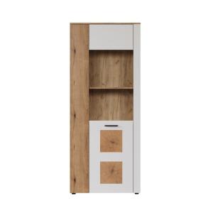 Vitrine 2 portes dont une avec verre trempé L80 cm - Blanc