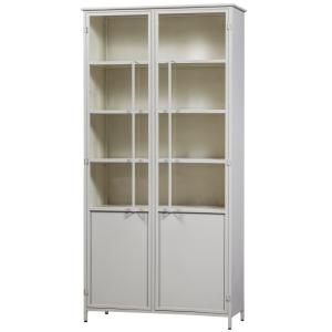 Vitrine 2 portes en fer beige