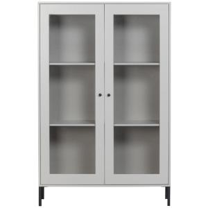 Vitrine 2 portes en pin gris