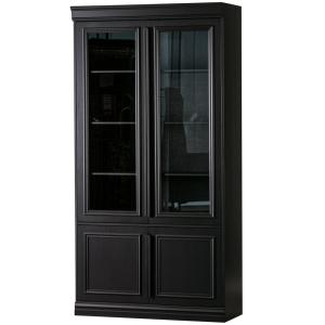 Vitrine 2 portes en pin noir