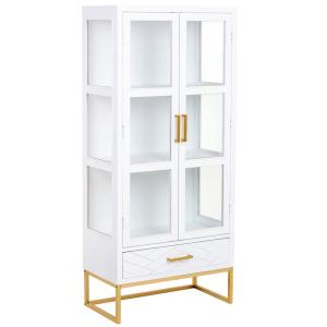 Vitrine 2 portes et 1 tiroir, bois et métal, 72x40,5x158,5h…