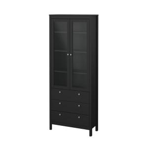 Vitrine 2 portes vitrées encadrées et 3 tiroirs H199 cm - N…