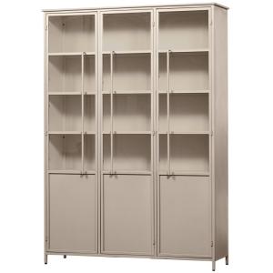Vitrine 3 portes en fer beige