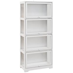 Vitrine 4 niveaux portes à abattant panneau mdf blanc