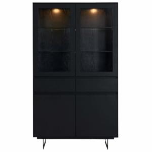 Vitrine 4 portes 2 tiroirs  effet bois chêne noir