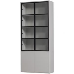 Vitrine 4 portes en pin brouillard