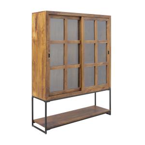 Vitrine à 2 portes coulissantes en bois H 180 cm