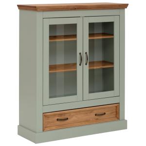 Vitrine avec 2 portes et 1 tiroir en pin vert