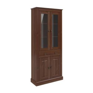 Vitrine avec 2 portes vitrées en pin marron