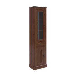 Vitrine avec portes et tiroir en pin marron