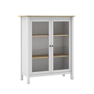 Vitrine  basse 2 portes en pin massif blanc