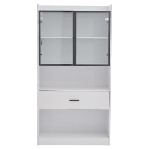 Vitrine blanc étagères 1 grand tiroir 2 portes en verre ave…