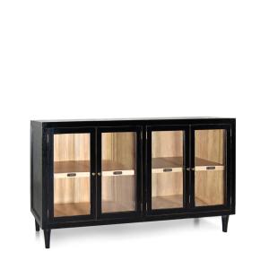 Vitrine combi en bois bicolore L 140 cm