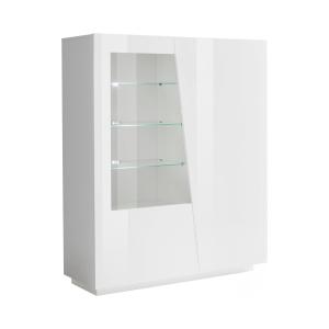 Vitrine effet bois blanc brillant 120x43 cm