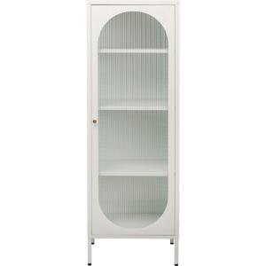 Vitrine en acier blanc et verre texturé