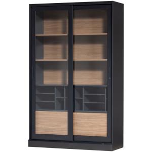 Vitrine en aggloméré noyer et noir