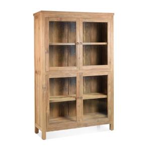 Vitrine en bois beige avec vitres H 182 cm