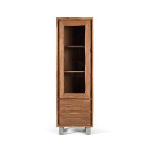 Vitrine en bois d'acacia massif avec verre