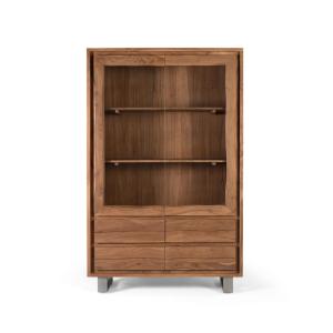 Vitrine en bois de manguier et verre avec deux portes 190 cm