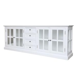 Vitrine en bois de peuplier blanc et verre 220 x 45 x 80 cm