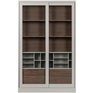Vitrine en bois de pin noyer/ beige