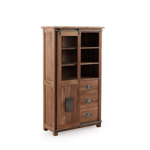 Vitrine en bois massif d'acacia recyclé