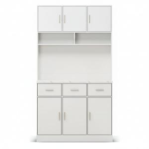 Vitrine haute avec éclairage LED, 3 tiroirs et 6 portes