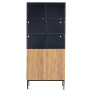 Vitrine haute noir et effet bois avec éclairage LED portes…