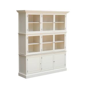 Vitrine style classique 9 portes 9 étagères en pin blanche