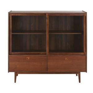 Vitrine vintage 2 portes 2 tiroirs marron