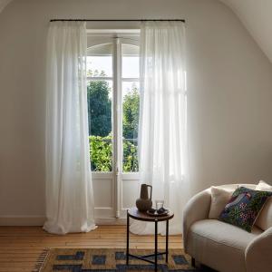 Voilage à Fronceur en Aspect lin vaporeux Blanc 200x308 cm