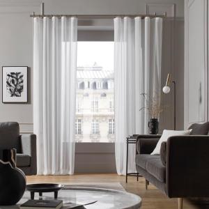 Voilage à galon fronceur 200x280 cm Blanc optique
