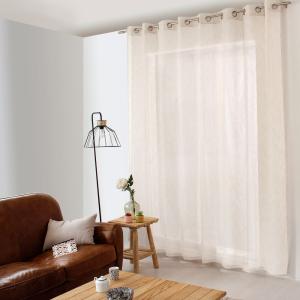 Voilage aspect lin grande largeur oeko-tex. polyester ecru…
