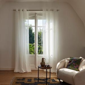 Voilage aspect lin vaporeux blanc 145x298 cm