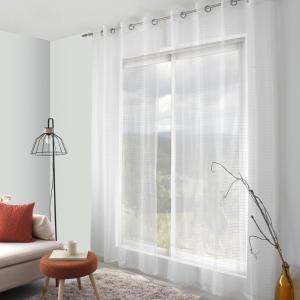 Voilage aspect maille blanc 140x240cm - 140x240cm - Blanc