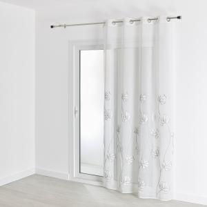 Voilage au style floral polyester blanc 140x240 cm