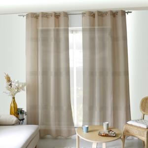 Voilage bohème à bandes ajourées polyester beige 140x240 cm…