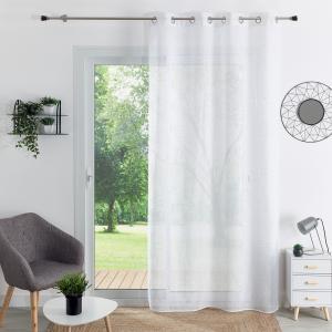 Voilage brodé au style graphique polyester blanc 140x240 cm
