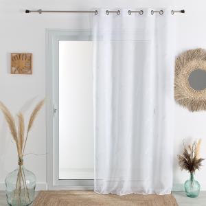 Voilage brodé de pampas polyester blanc 140x240 cm