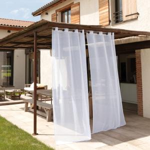 Voilage déperlant à oeillets polyester blanc 140x250