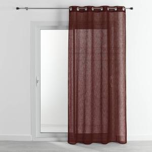 Voilage  - effet lin chiné polyester marron chocolat 140x24…