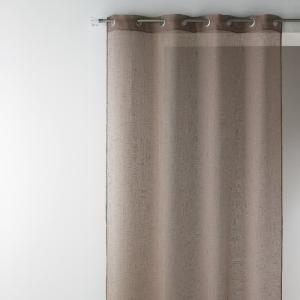 Voilage en étamine unie et fils lurex polyester taupe 140x2…