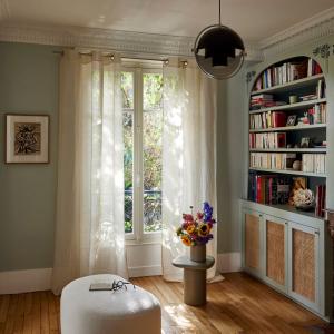 Voilage en lin beige 145x298 cm