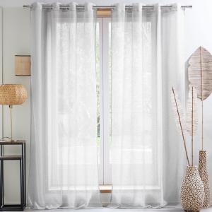 Voilage en polyester gris perle 140x260cm