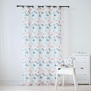 Voilage enfant dinosaure polyester blanc 150x240 cm