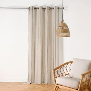 Voilage esprit campagne chic poly-lin ecru 145x275 cm