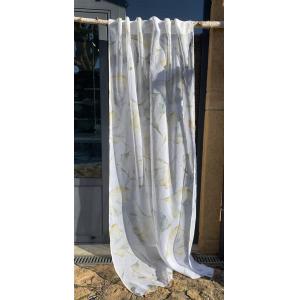 Voilage motif feuille de ginkgo pastel à pattes cachées 135…